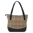 BURBERRY Nova Check Hand Bag Canvas Beige Gold Auth bs33397-3