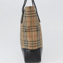 BURBERRY Nova Check Hand Bag Canvas Beige Gold Auth bs33397-5