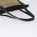 BURBERRY Nova Check Hand Bag Canvas Beige Gold Auth bs33397-8