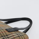 BURBERRY Nova Check Hand Bag Canvas Beige Gold Auth bs33397-9