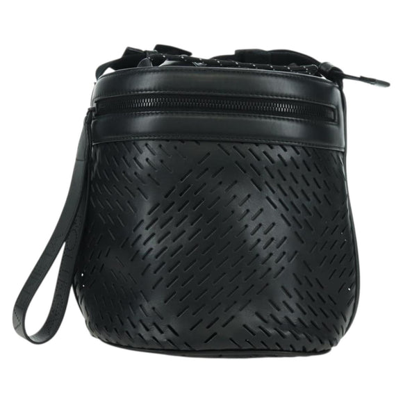 BOTTEGA VENETA Shoulder Bag Leather Black Auth bs33399V