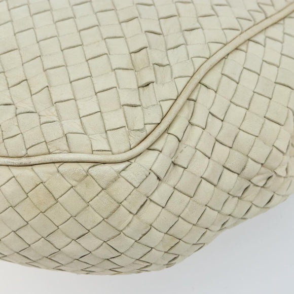 BOTTEGA VENETA INTRECCIATO Shoulder Bag Leather White Gold Auth bs33402
