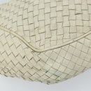 BOTTEGA VENETA INTRECCIATO Shoulder Bag Leather White Gold Auth bs33402-14