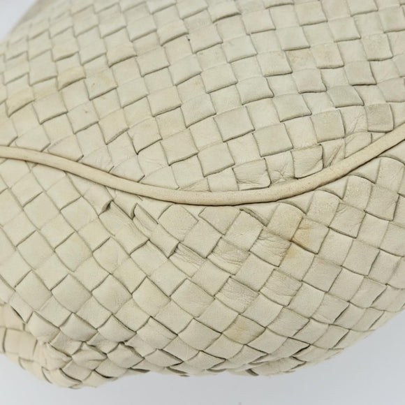BOTTEGA VENETA INTRECCIATO Shoulder Bag Leather White Gold Auth bs33402