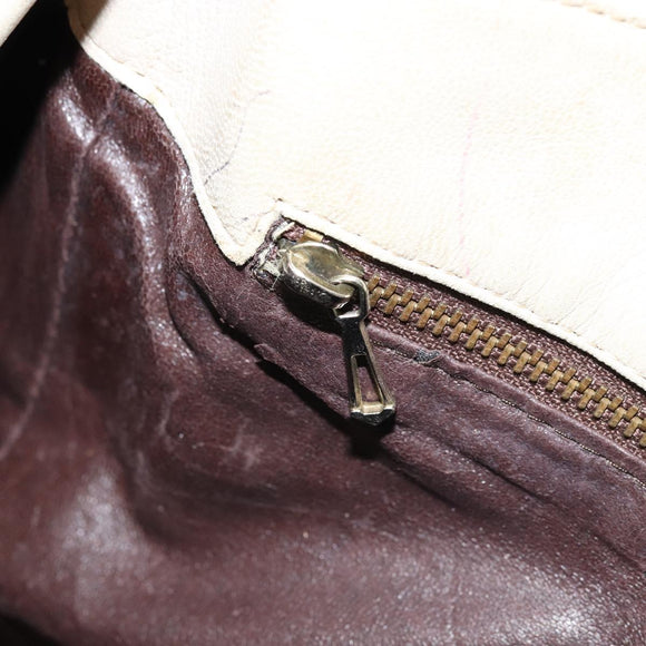 BOTTEGA VENETA INTRECCIATO Shoulder Bag Leather White Gold Auth bs33402