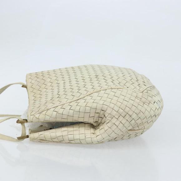 BOTTEGA VENETA INTRECCIATO Shoulder Bag Leather White Gold Auth bs33402