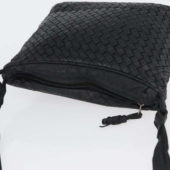 BOTTEGA VENETA INTRECCIATO Shoulder Bag Leather Black Auth bs33403