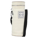 CHANEL Sports Line Water Bottle Holder Bag Nylon White Silver CC Auth bs33406-1