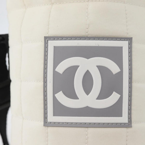 CHANEL Sports Line Water Bottle Holder Bag Nylon White Silver CC Auth bs33406