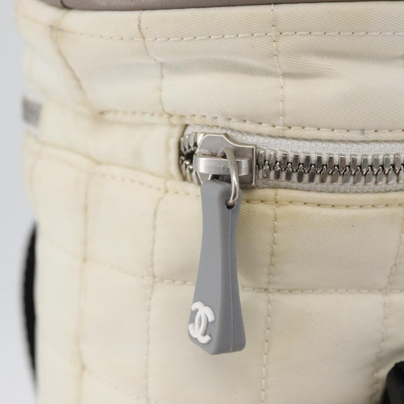 CHANEL Sports Line Water Bottle Holder Bag Nylon White Silver CC Auth bs33406