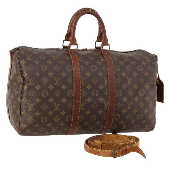 LOUIS VUITTON Monogram Keepall Bandouliere 45 Boston Bag M41418 LV Auth bs33409