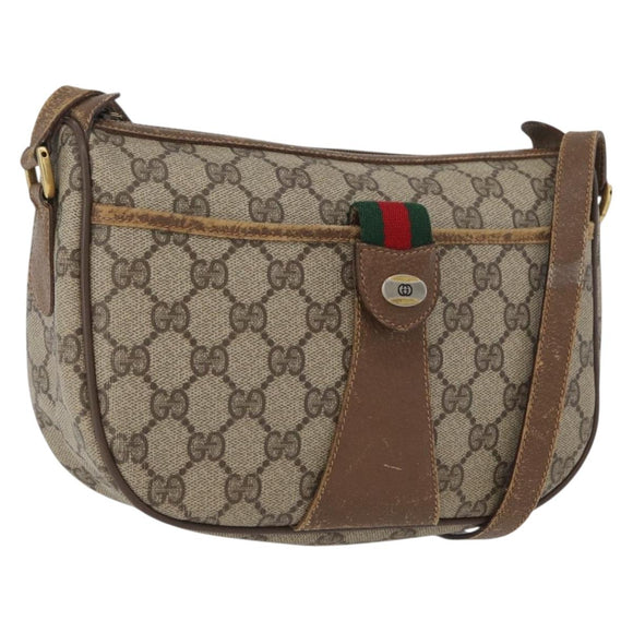 GUCCI GG Supreme Web Sherry Line Bag PVC Beige Gold 56 02 032 Auth bs33419