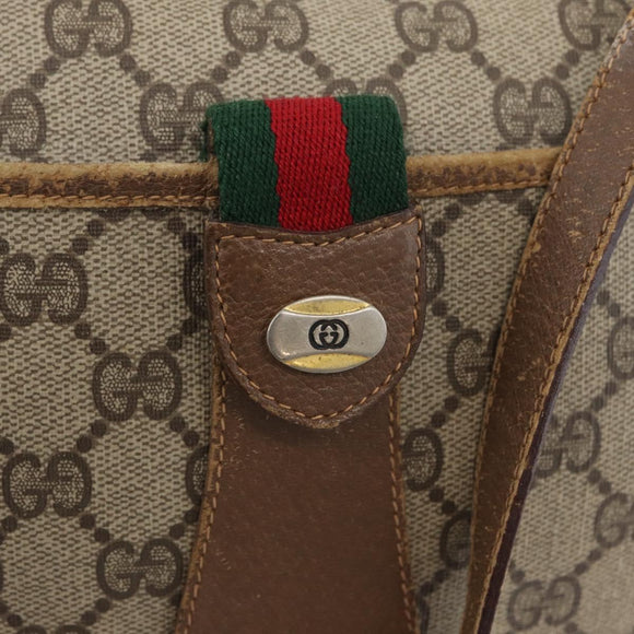 GUCCI GG Supreme Web Sherry Line Bag PVC Beige Gold 56 02 032 Auth bs33419