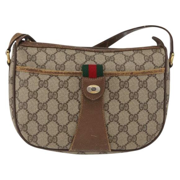 GUCCI GG Supreme Web Sherry Line Bag PVC Beige Gold 56 02 032 Auth bs33419