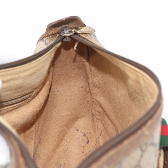 GUCCI GG Supreme Web Sherry Line Bag PVC Beige Gold 56 02 032 Auth bs33419