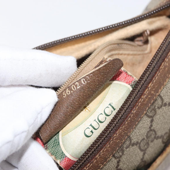 GUCCI GG Supreme Web Sherry Line Bag PVC Beige Gold 56 02 032 Auth bs33419