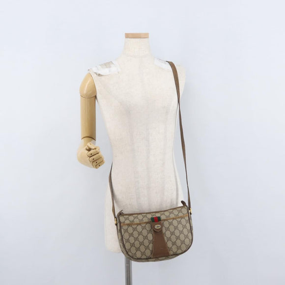 GUCCI GG Supreme Web Sherry Line Bag PVC Beige Gold 56 02 032 Auth bs33419