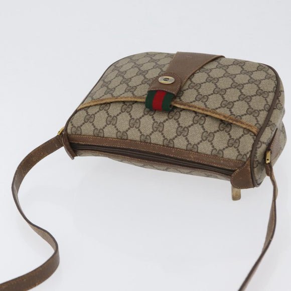 GUCCI GG Supreme Web Sherry Line Bag PVC Beige Gold 56 02 032 Auth bs33419