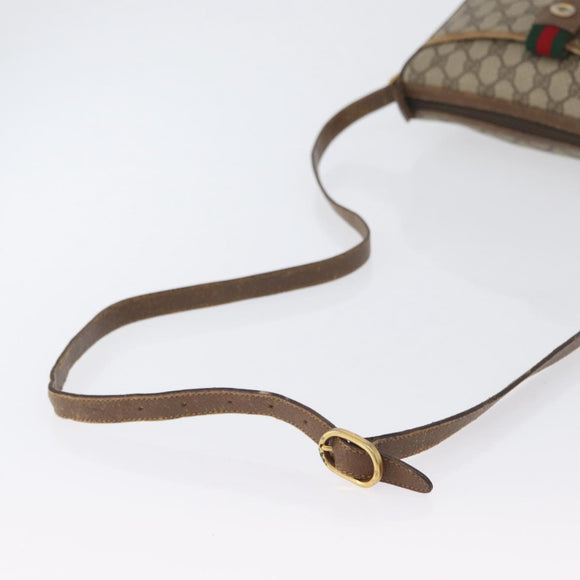 GUCCI GG Supreme Web Sherry Line Bag PVC Beige Gold 56 02 032 Auth bs33419