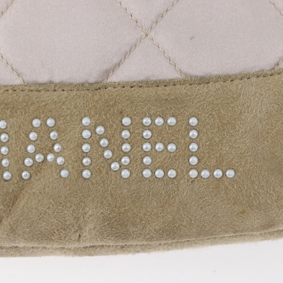 CHANEL Rugzak Satijn Wit Zilverkleurige CC Auth bs33422