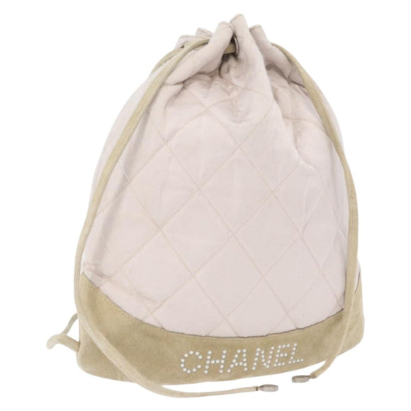 CHANEL Rugzak Satijn Wit Zilverkleurige CC Auth bs33422