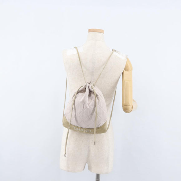 CHANEL Rugzak Satijn Wit Zilverkleurige CC Auth bs33422