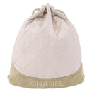 CHANEL Rugzak Satijn Wit Zilverkleurige CC Auth bs33422-13