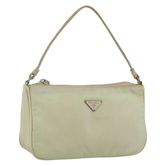 PRADA Accessoire-Etui Nylon Beige Silber Auth bs33423