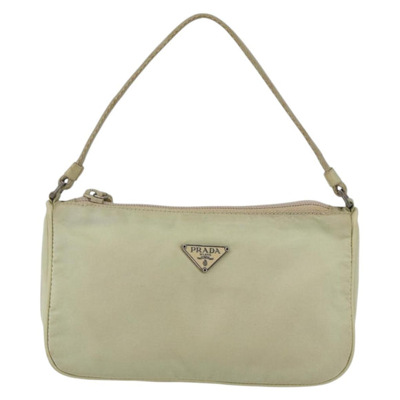 PRADA Accessoire-Etui Nylon Beige Silber Auth bs33423