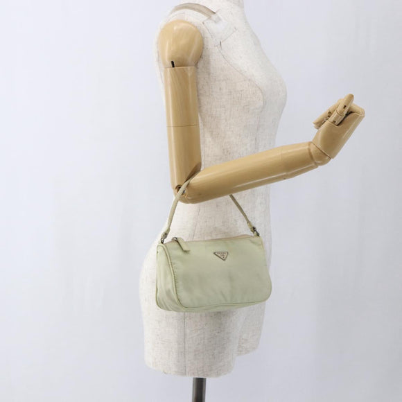 PRADA Accessoire-Etui Nylon Beige Silber Auth bs33423