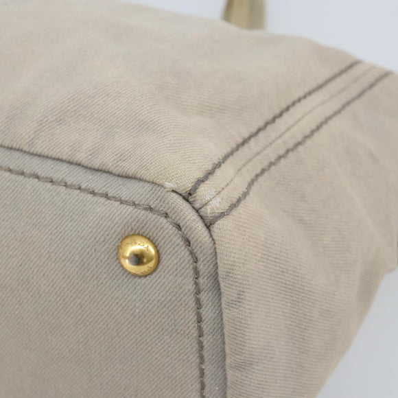 PRADA Canapa PM Hand Bag Canvas 2way Gray Gold Auth bs33424