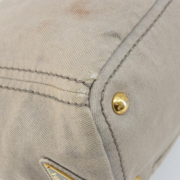 PRADA Canapa PM Hand Bag Canvas 2way Gray Gold Auth bs33424