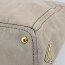 PRADA Canapa PM Hand Bag Canvas 2way Gray Gold Auth bs33424-15