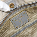 PRADA Canapa PM Hand Bag Canvas 2way Gray Gold Auth bs33424-19