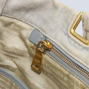 PRADA Canapa PM Hand Bag Canvas 2way Gray Gold Auth bs33424-22