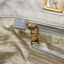 PRADA Canapa PM Hand Bag Canvas 2way Gray Gold Auth bs33424-25