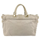 PRADA Canapa PM Hand Bag Canvas 2way Gray Gold Auth bs33424-2