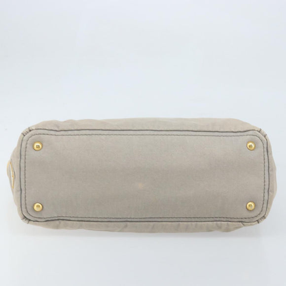 PRADA Canapa PM Hand Bag Canvas 2way Gray Gold Auth bs33424