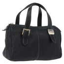 Burberrys Hand Bag Leather Black Gold Auth bs33429-1