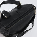 Burberrys Hand Bag Leather Black Gold Auth bs33429-6