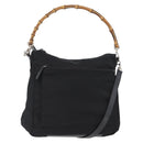 GUCCI Bambus Umhängetasche Nylon 2-Wege Schwarz Silber 000 2404 0509 Auth bs33431-1