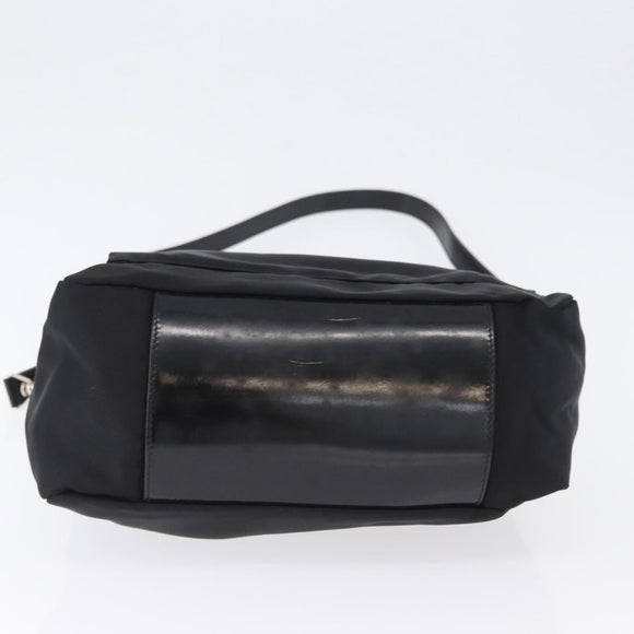 GUCCI Bambus Umhängetasche Nylon 2-Wege Schwarz Silber 000 2404 0509 Auth bs33431