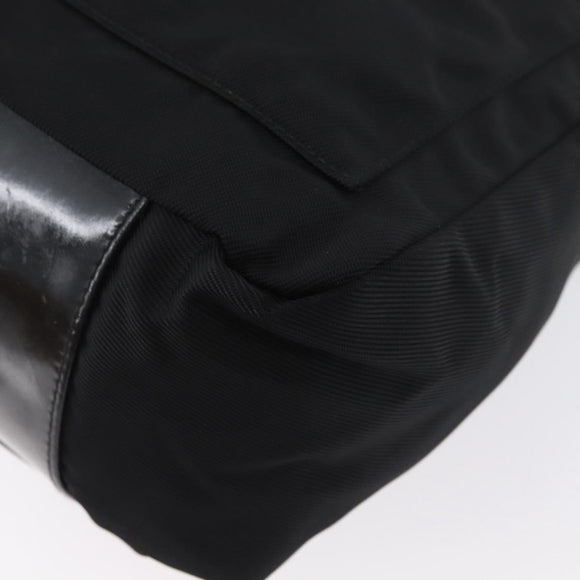 GUCCI Bambus Umhängetasche Nylon 2-Wege Schwarz Silber 000 2404 0509 Auth bs33431
