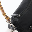 GUCCI Bambus Umhängetasche Nylon 2-Wege Schwarz Silber 000 2404 0509 Auth bs33431-17