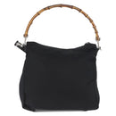GUCCI Bambus Umhängetasche Nylon 2-Wege Schwarz Silber 000 2404 0509 Auth bs33431-3