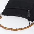 GUCCI Bambus Umhängetasche Nylon 2-Wege Schwarz Silber 000 2404 0509 Auth bs33431-6