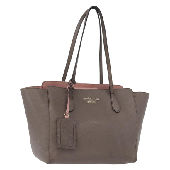 GUCCI Tote Bag Leather Brown Gold 354408 Auth bs33432