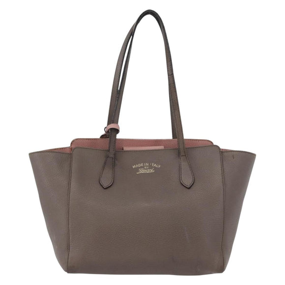 GUCCI Tote Bag Leather Brown Gold 354408 Auth bs33432
