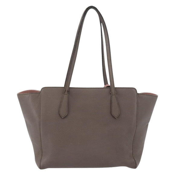 GUCCI Tote Bag Leather Brown Gold 354408 Auth bs33432
