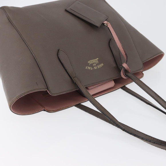 GUCCI Tote Bag Leather Brown Gold 354408 Auth bs33432